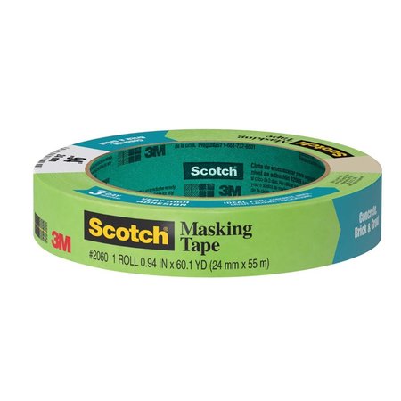 3M Scotch Masking Tape for Hard-to-Stick Surfaces 2060-24A Green, 24 mm x 55 m Individual Wrap 70071202819